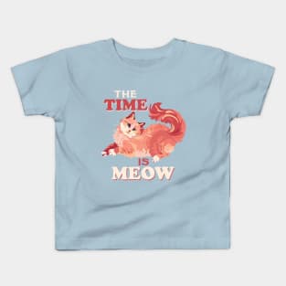 Funny Cat Quote Cute Kitty Lover : The Time Is Meow Sarcastic Cats Lovers Kitten Gift Kids T-Shirt